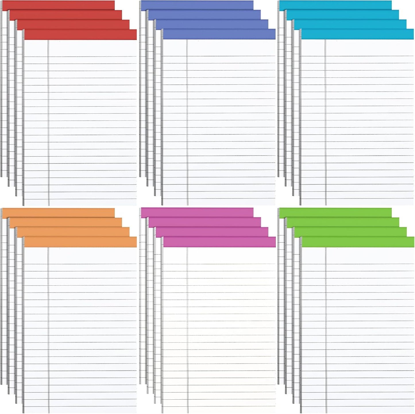 Colarr 24 Pack Legal Pads 5 x 8 Inches Lined Notepads 50 Sheets Wide Ruled Writing Pads for School College Office Business