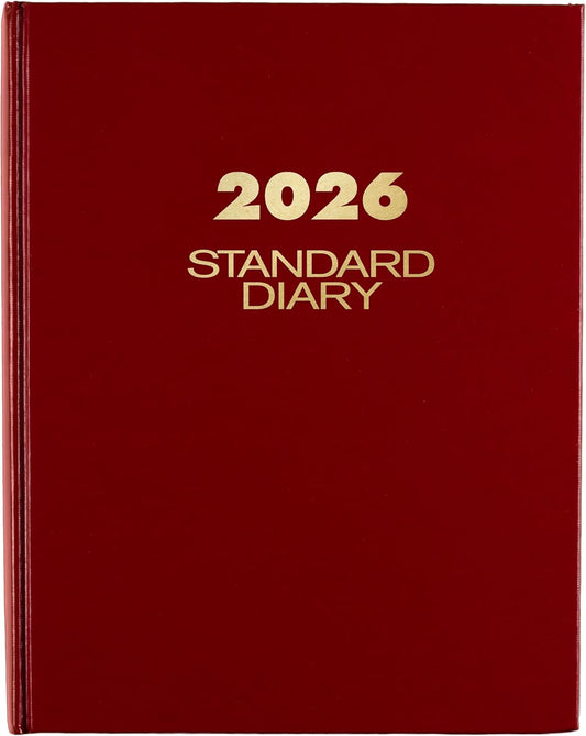AT-A-GLANCE 2026 Diary, Standard Diary, Daily, 7-1/2" x 9-1/2", Medium, 12-Month, Hardcover, Red (SD3741326)