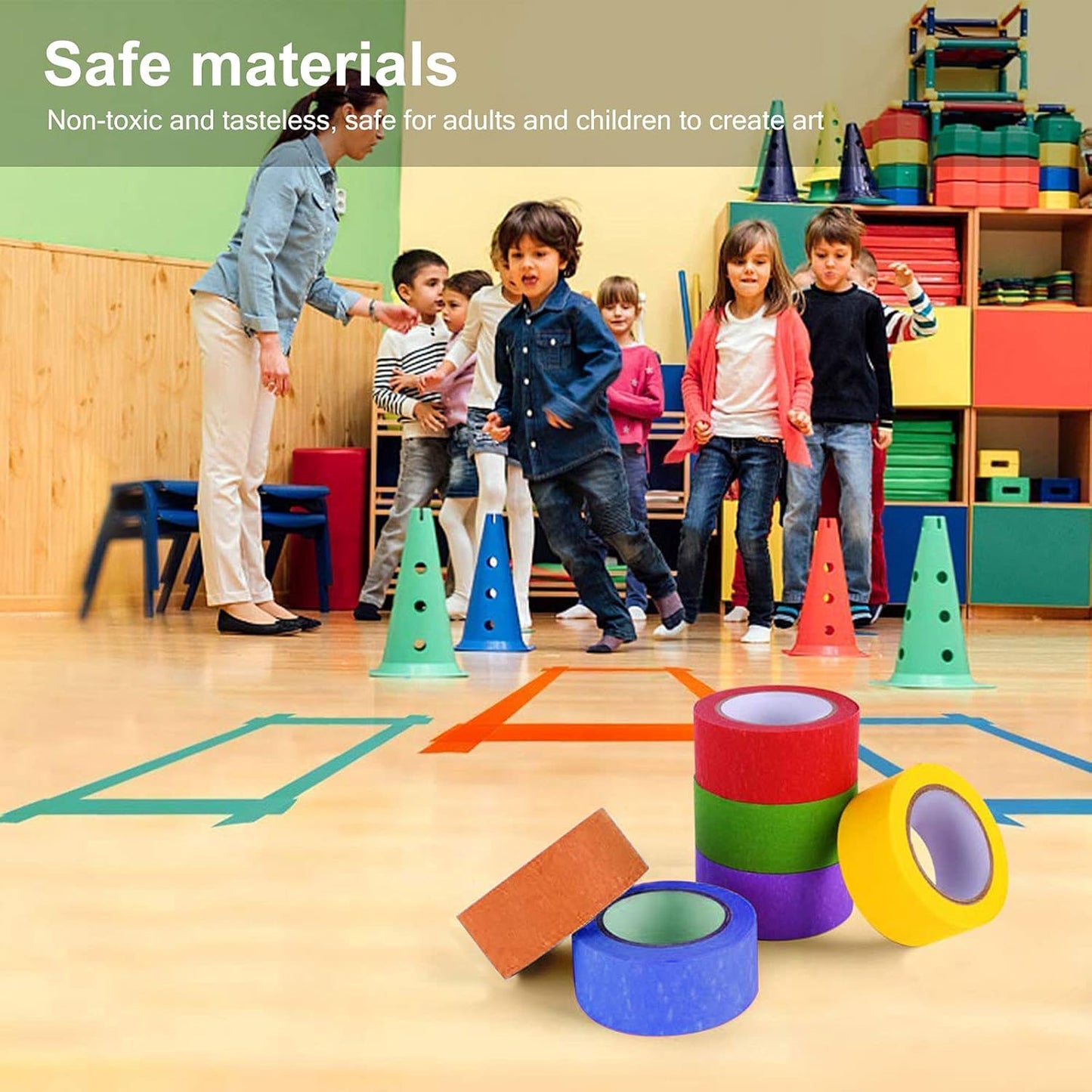 12 Rolls Colored Masking Tape, 720 Feet x 1 Inch Masking Tape,Vibrant Colorful Painters Tape, Graphic Artist Craft Tape Roll, Classroom Home Decorations