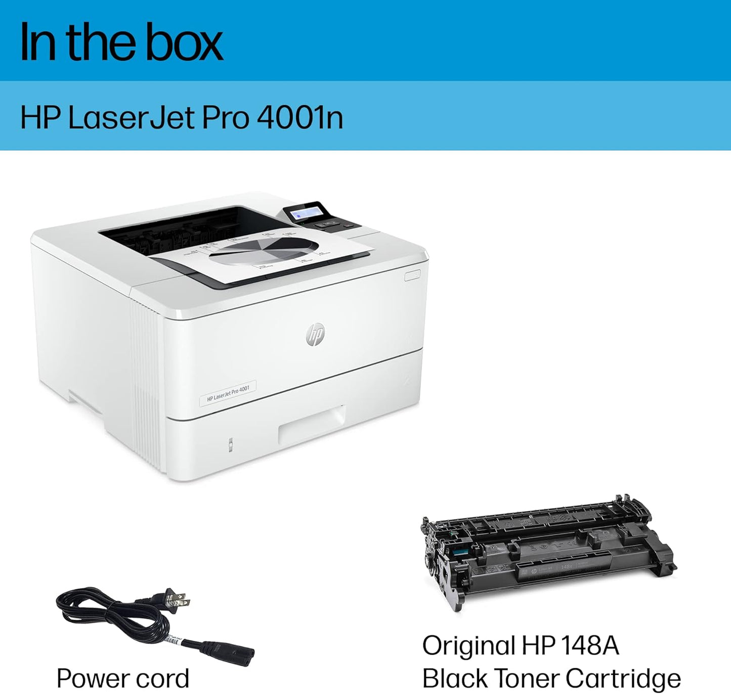 HP LaserJet Pro 4001n Black & White Printer, Print, Fast speeds, Easy setup, Mobile printing, Advanced security, USB, Ethernet Connection, Best-For-Office