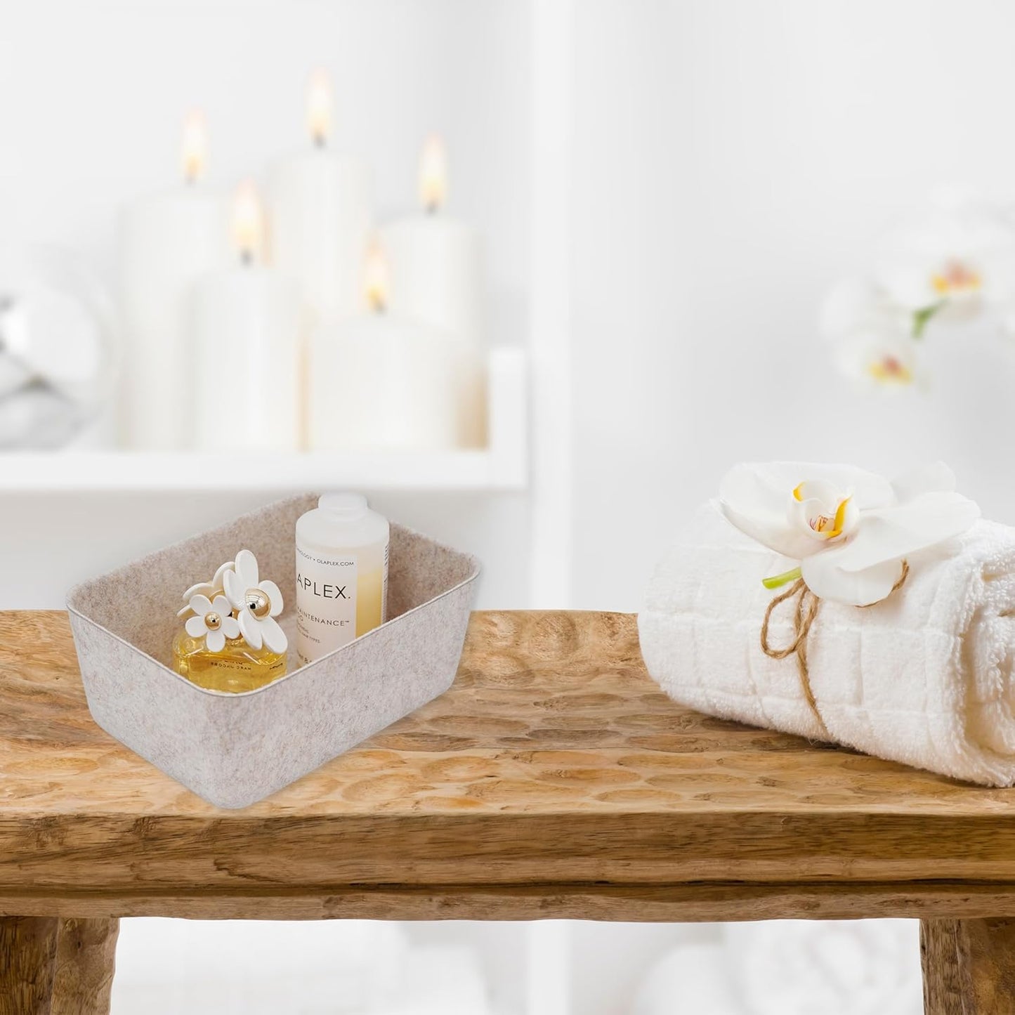 Welaxy 5-piece Drawer organizers dividers storage bins deep storage bin aesthetic wabi-sabi Scandinavian-chic storage bin hygge sleek minimalist lifestyle gifts (Oatmeal)