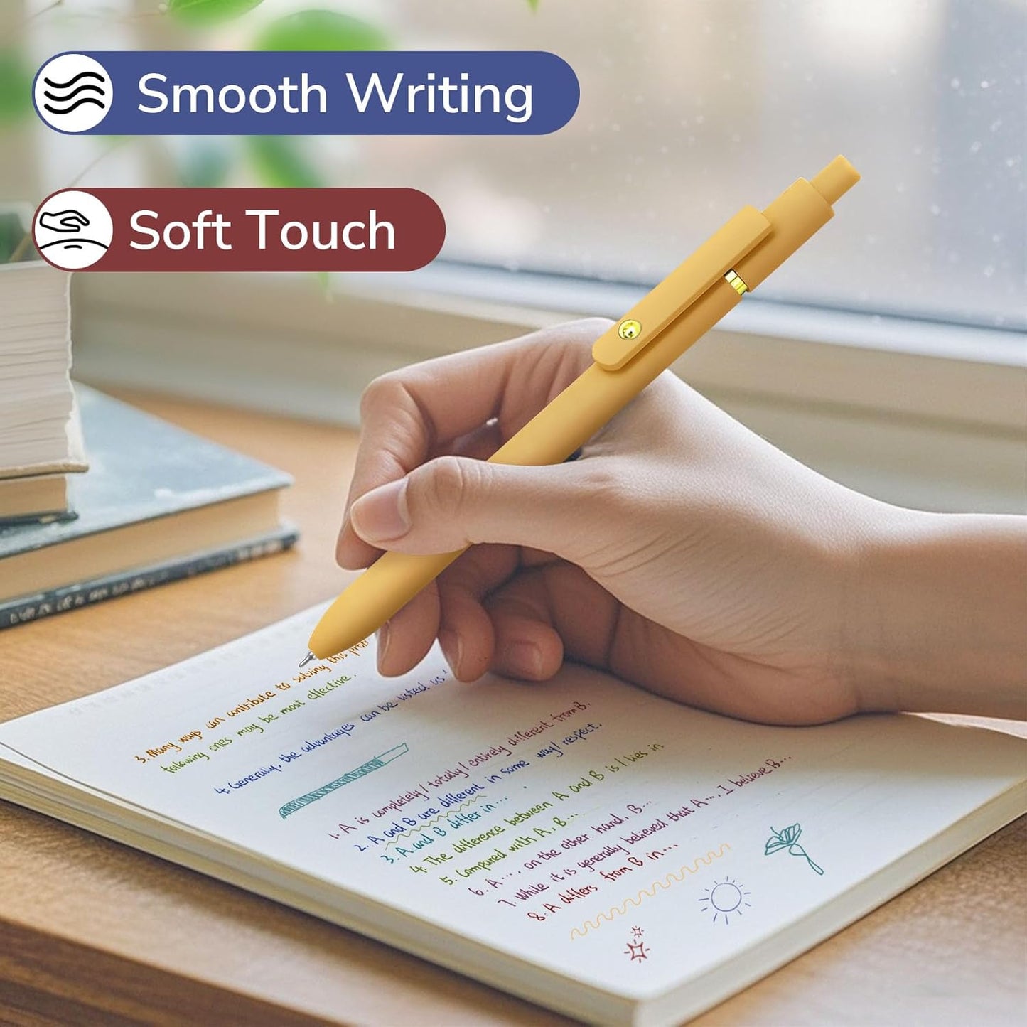 Colorful Pens, 6 Pcs Colored Pens Fine Point Smooth Writing Pen, 0.5mm Colored Ink Gel Pen for Journaling Note Taking Writing, Office School Supplies Gifts for Women (6 Pcs Gold Vintage)