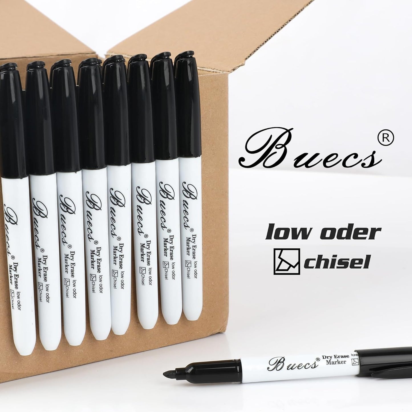 Black Dry Erase Markers, Low-Odor, 150 Count, Chisel tip, Perfect for Writing on Whiteboards, Dry-Erase Boards, Glass, School Office Supplies