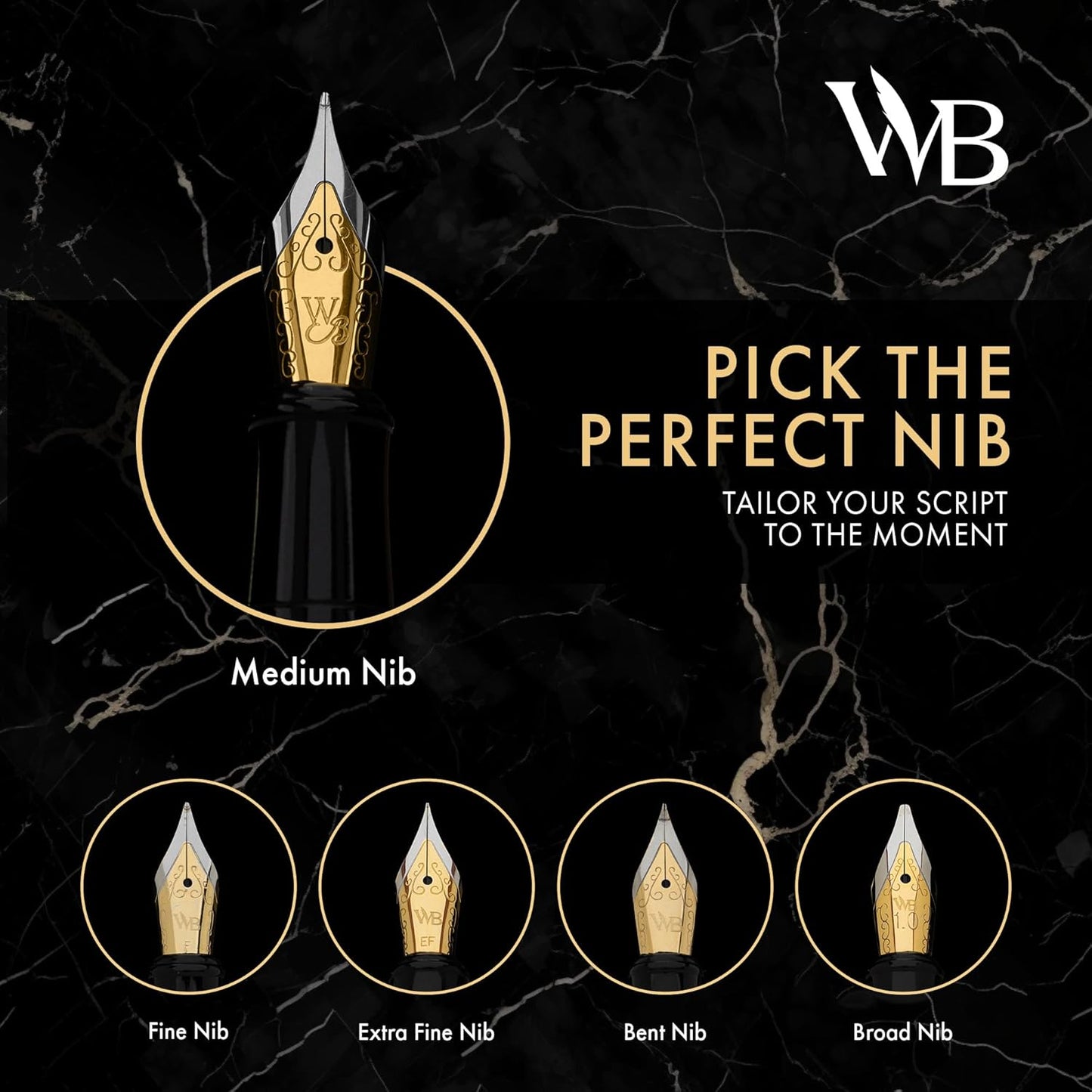 Wordsworth & Black Fountain Pen Set, 18K Gilded Extra Fine Nib, Includes 24 Pack Ink Cartridges, Ink Refill Converter & Gift Box, Gold Finish, Calligraphy, [Black Gold], Perfect for Men & Women