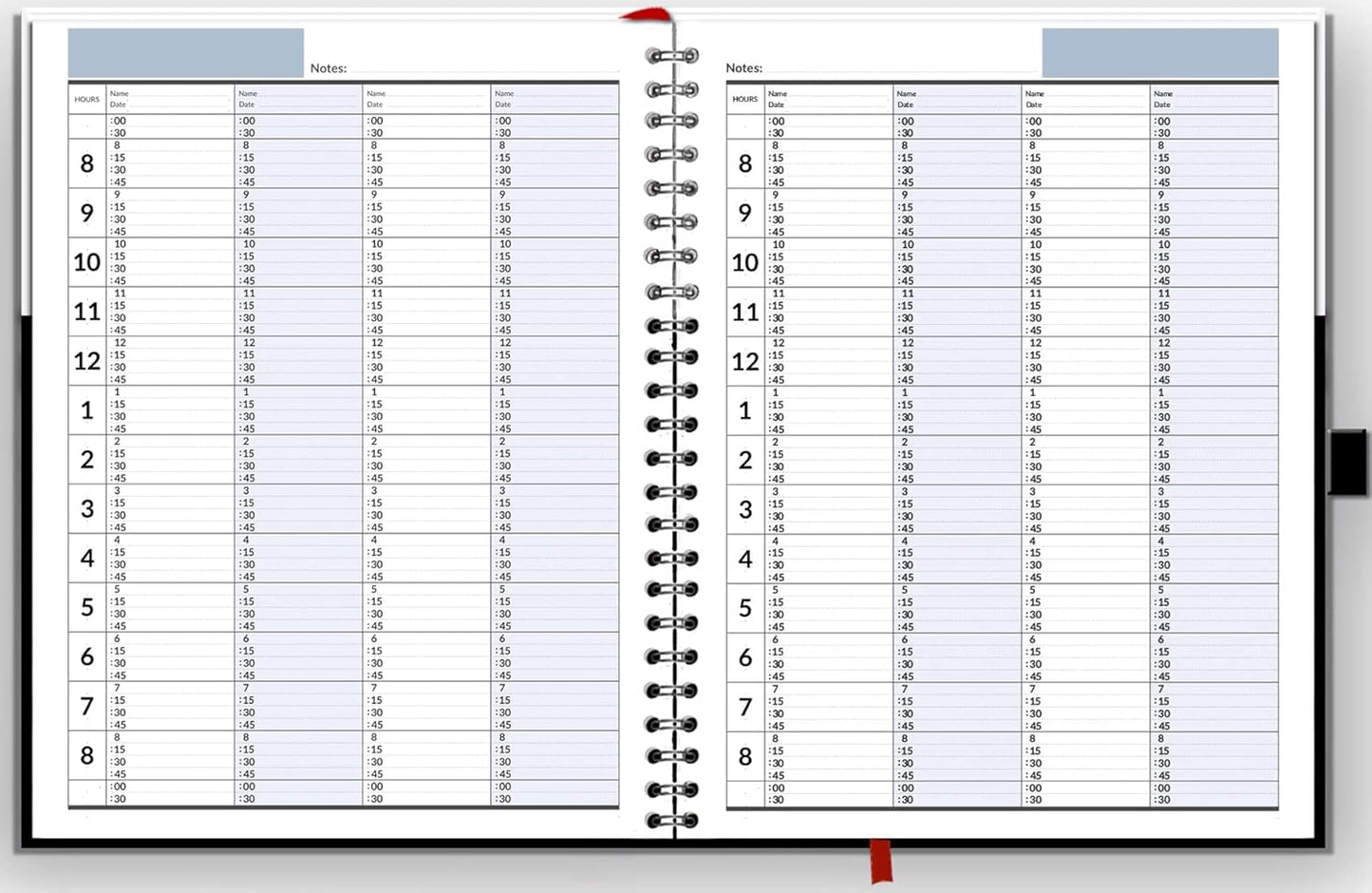 Business Appointment Book with 15-Minute Slots, Undated 2-Year Planner, Large Hardcover, Multiple Schedules, Daily/Hourly