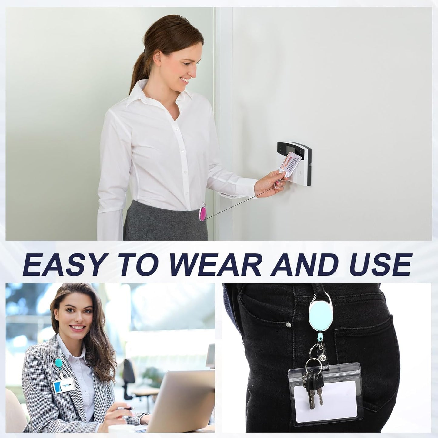 Honoson 50 Pcs Heavy Duty Retractable Badge Reels Batch ID Badge Holder Retractable Clip Bulk Key Holder with Ring for Office Worker Employee, Doctor Nurse Gifts (Multicolor)