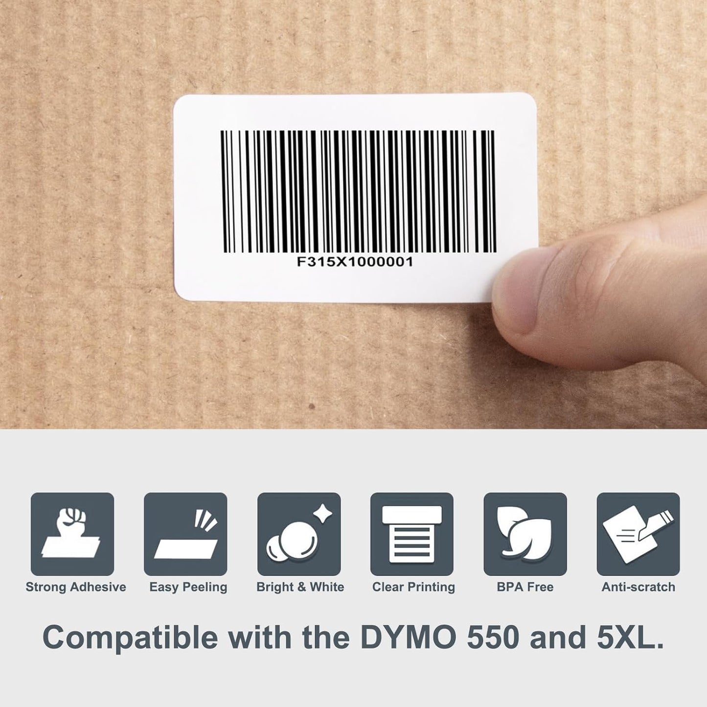 Hehua 2-1/4" x 1-1/4" Compatible with DYMO Labelwriter 550 5XL 30334 with RFID Chip, Multipurpose Barcode & FNSKU Labels, Perforated, Compatible with DYMO Desktop Printers, Total 4000 Labels/4 Rolls