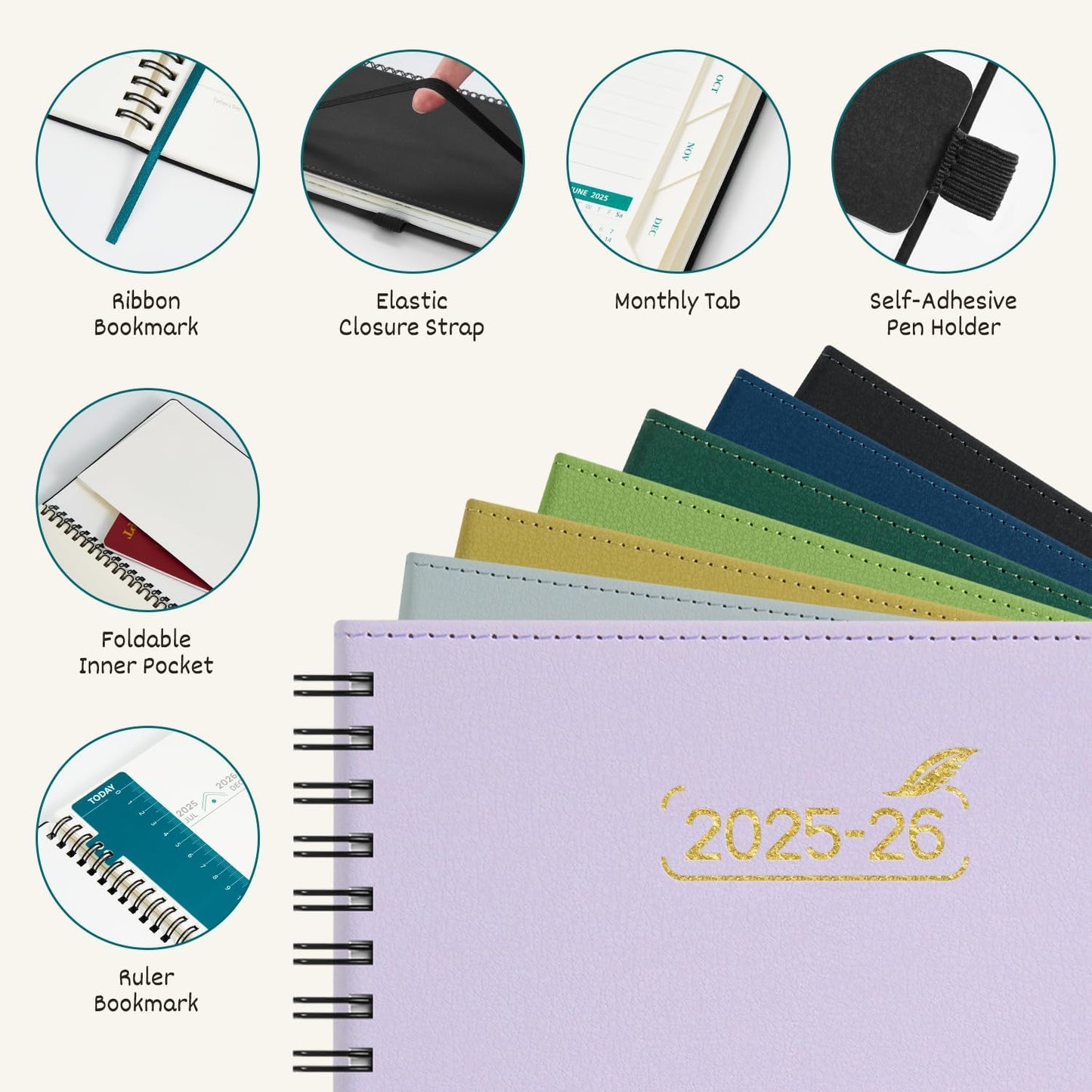 BEZEND Weekly Planner 2025-2026 with 2 Columns, 8.5" x 11" Academic Calendar 18 Months (Jul 25-Dec 26) Life Work Appointment Book with Monthly Tab, PU Leather Softcover Spiral - Black