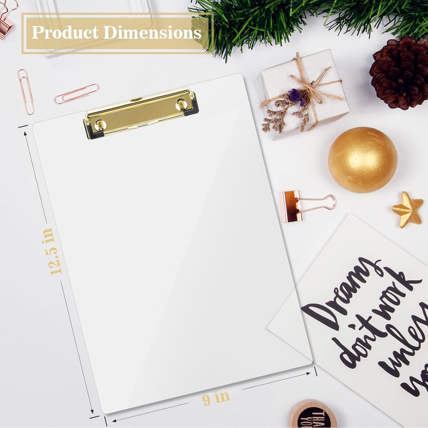 Hongri Plastic Acrylic Glitter Clipboard, 8.5x11" Stardard Letter A4 Size Clipboards for Classroom, Taecher, Women.Cute Confetti Clip Board, Office Supplies, School Supplies.