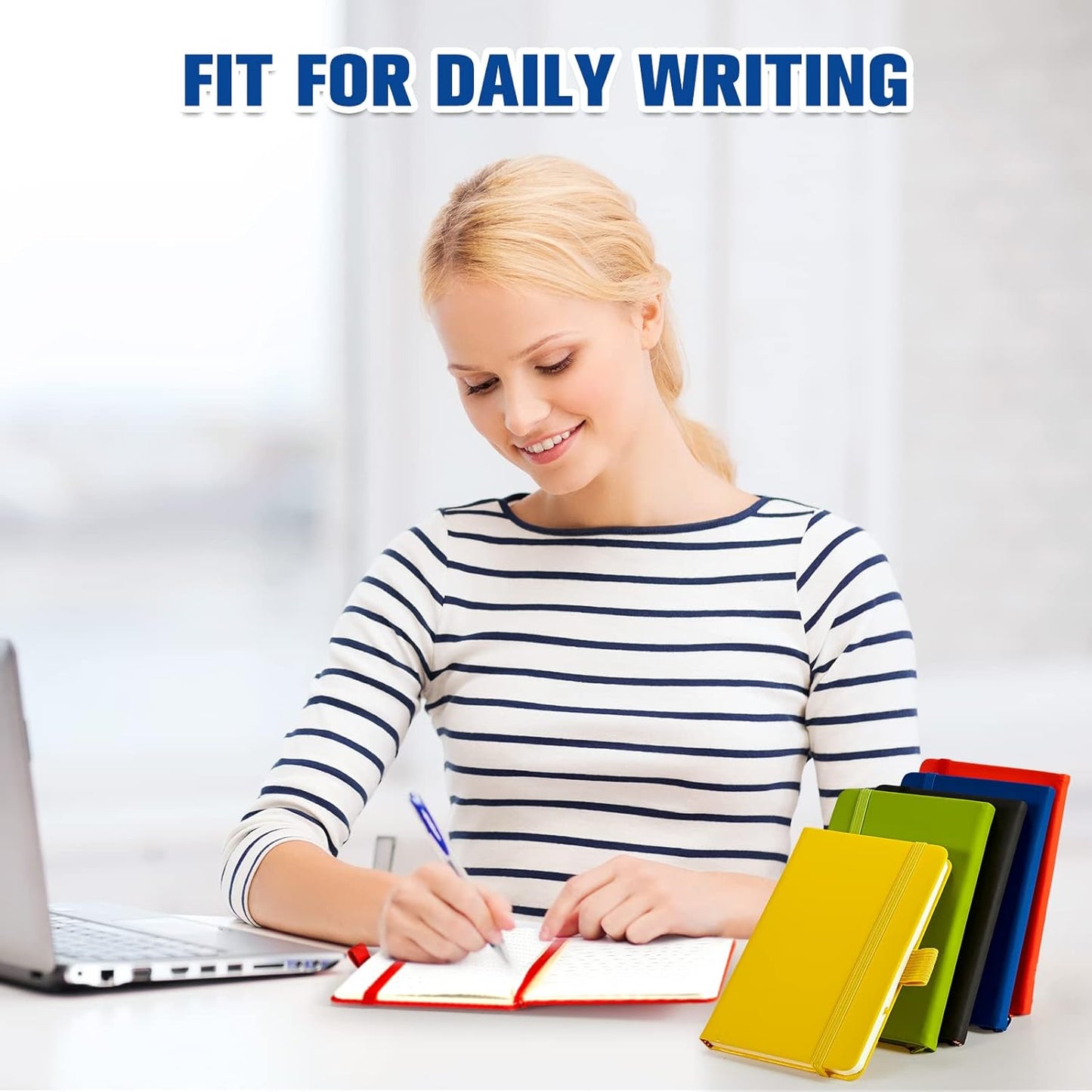 Laumoi 20 Pack Pocket Notebook Journals 3.7" x 5.7" Hardcover Small Mini Pocket Notebooks with Pen Holder A6 Lined Journal with 100 Gsm Paper(Black, Blue, Green, Red, Yellow)