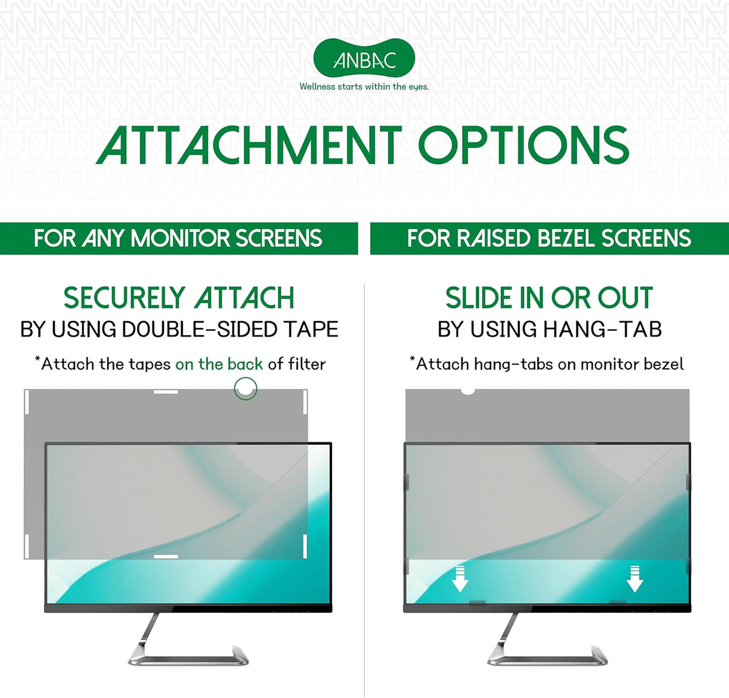 27 Inch Desktop Privacy Screen Shield for 16:10 Wide Monitor - Anti Glare Computer Privacy Screen Cover | Blue Light Blocking Screen Protector | Scratch Resistant UV Filter | Attachment Type