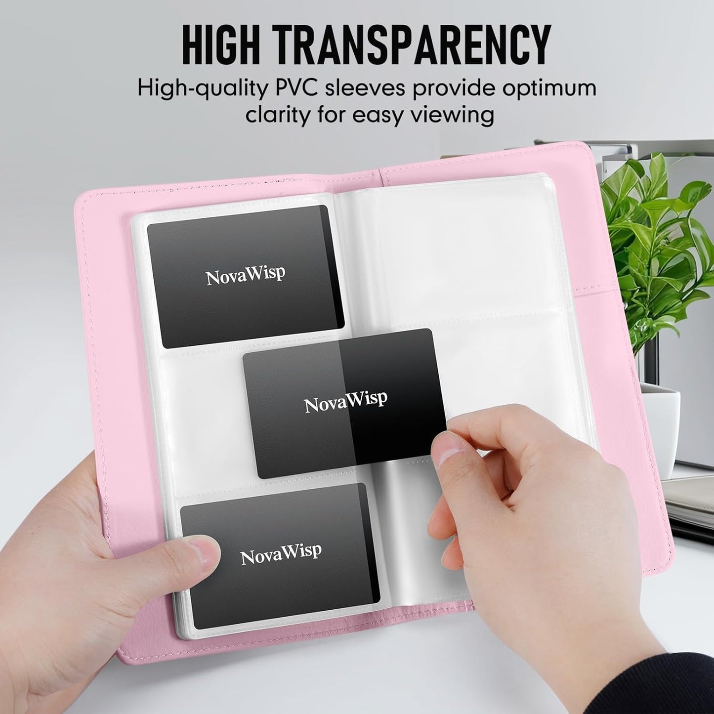 300 Business Cards Holder, 50 Pages Gift Cards Holder, Professional PU Leather Credit Cards Organizer Wallet, Portable Name Card Book Binder Folder, Men Women & Office Supplies, Pink