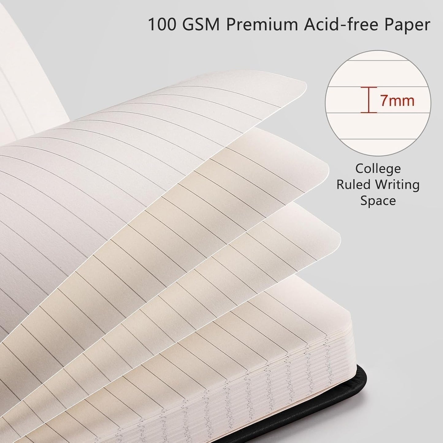 RETTACY Lined Journal Notebook, 192 Numbered Pages, A5 Medium Size (5.7'' x 8.3''), for Men & Women, Journaling, Writing, Work & Office, Leather Hardcover, 100 GSM Thick Paper (Sage Green)