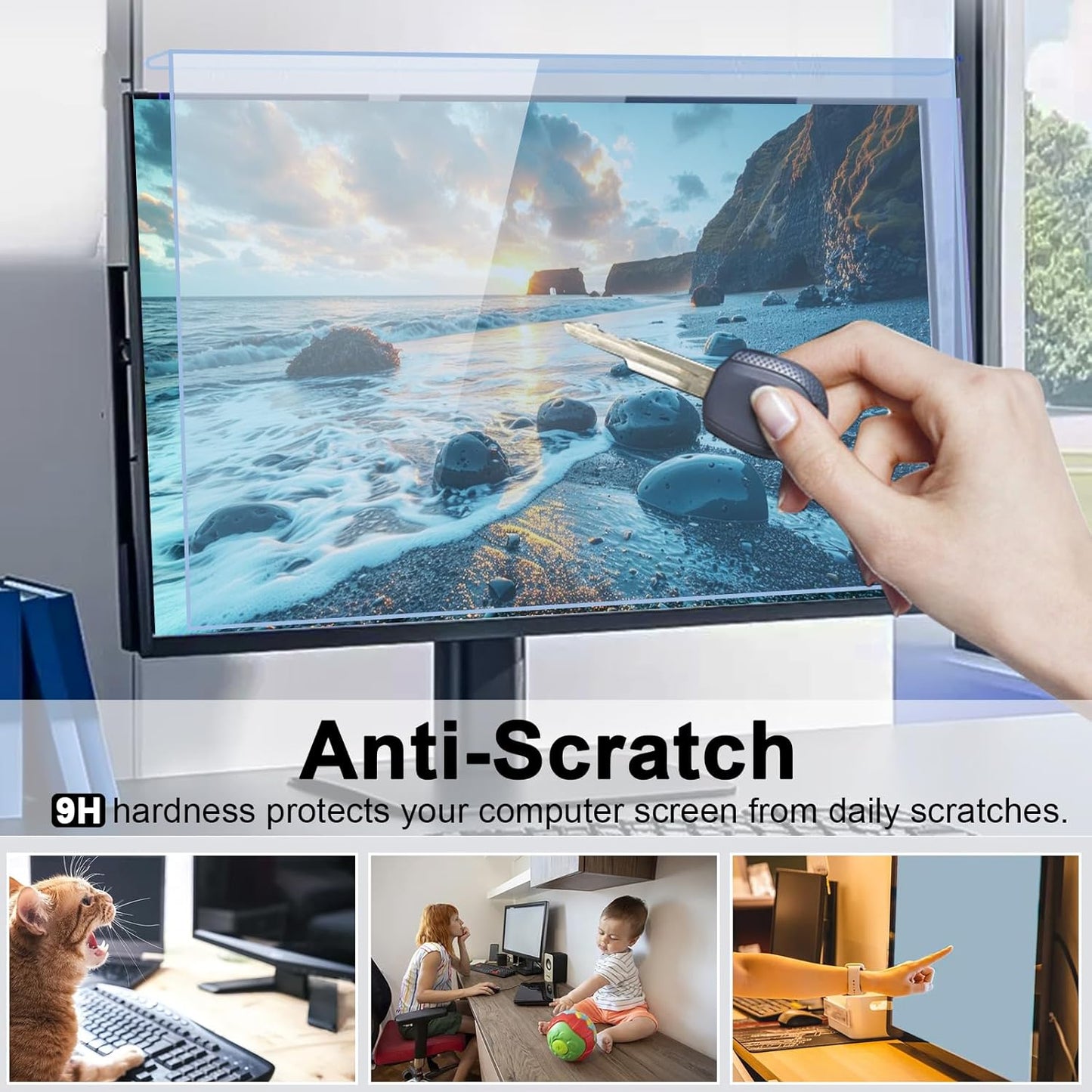 27-28 Inch Blue Light Filter for Computer Monitor, Computer Screen Blue Light Blocker Panel (24.8''x14.6'') for Widescreen Desktop LCD TV PC Monitor, HD Not Anti-Glare