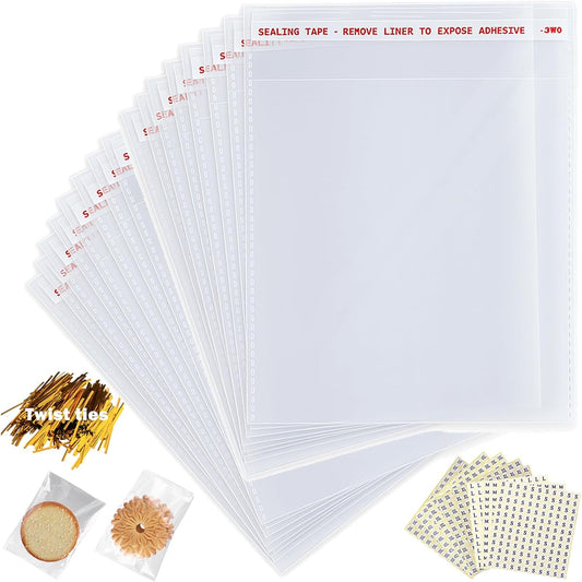10" x 13" Large Clear Resealable Cellophane Bags 300 pcs, Self-sealing Clear Bags for Packaging Products Self-adhesive Cello Bags for Clothes, T-shirts, Pants and Gifts, 300 ct in Bulk