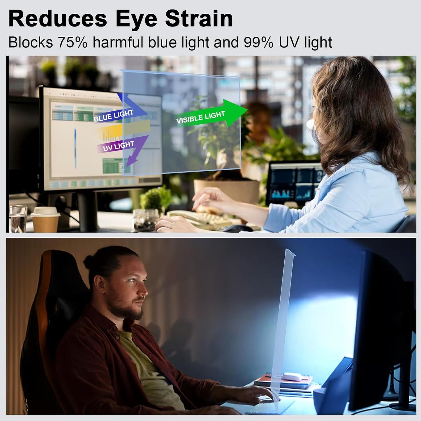 23-24 Inch Blue Light Filter for Computer Monitor, Computer Screen Blue Light Blocker Panel for 23, 23.6, 23.8, 24 Inch Diagonal Widescreen Desktop PC iMac Monitor, HD Not Anti-Glare