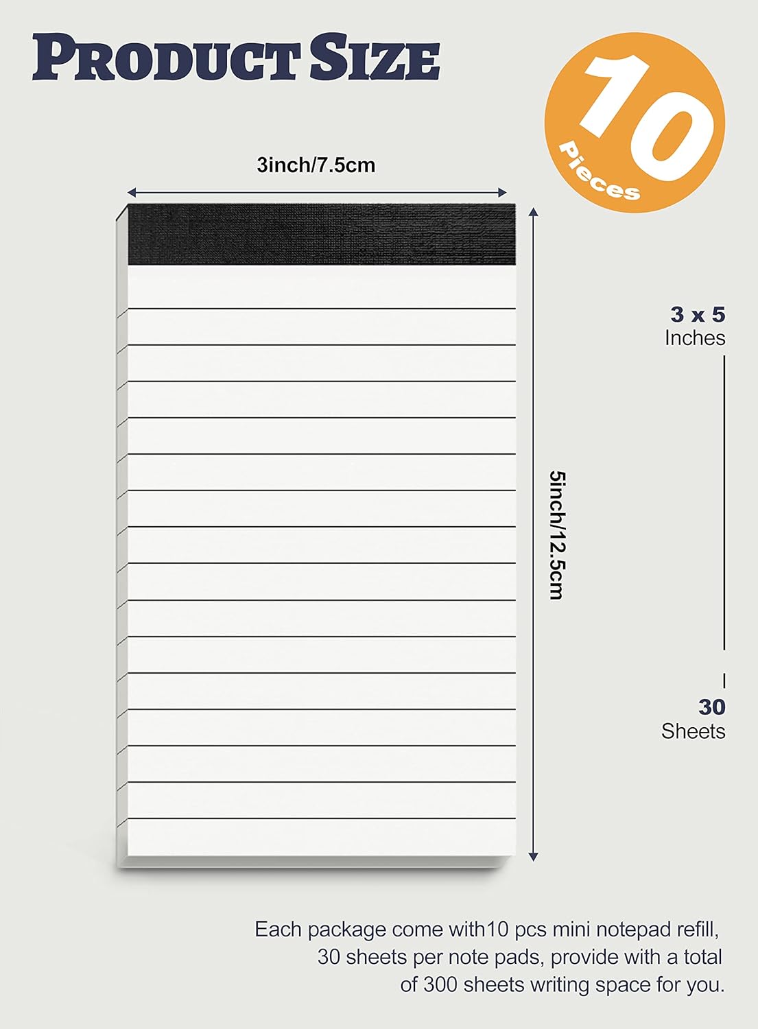 10 Pack Small Note Pads 3x5 Lined Writing Pads Mini Notepads Small Pads of Paper 3x5 With 30 Sheets per Notepad 80Gsm Paper Pads Mini Legal Pads 3x5 Inch Pocket Notebook for Taking Notes and Reminders