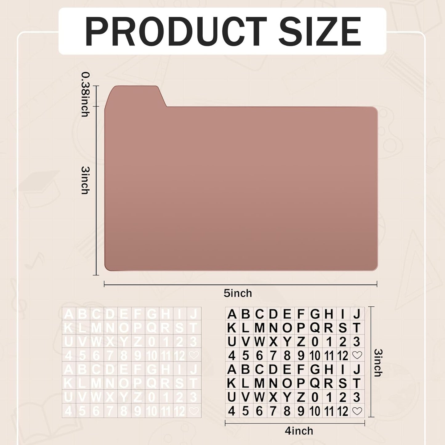 Harloon 52 Pcs Dry Erase Index Card Guide Set Include 50 Index Card Dividers 2 Number Alphabet Sticker with Tabs Photo Dividers for Office Business Back to School Supplies(3 x 5 Inch,Boho Rose)