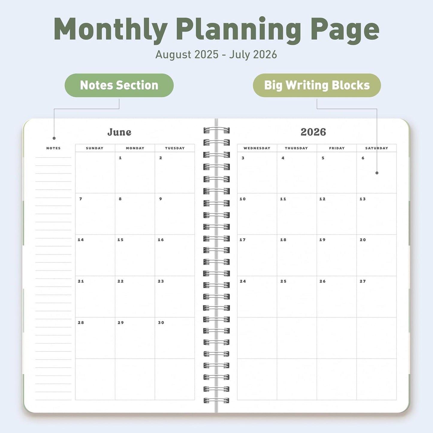 Sweetzer & Orange Academic Planner 2025-2026 – Student Planner for August 2025 to July 2026 – Weekly & Monthly Layout – Sturdy Cover & Stickers – Checkered Green Design – 5.5” x 8.5”