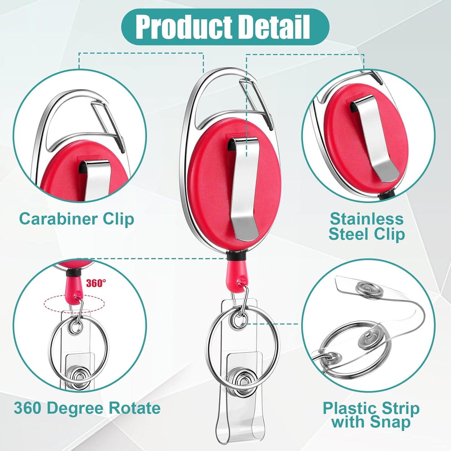 Honoson 30 Pcs Heavy Duty Retractable Badge Reels Batch ID Badge Holder Retractable Clip Bulk Key Holder with Ring for Office Worker Employee, Doctor Nurse Gifts (Vibrant Color)