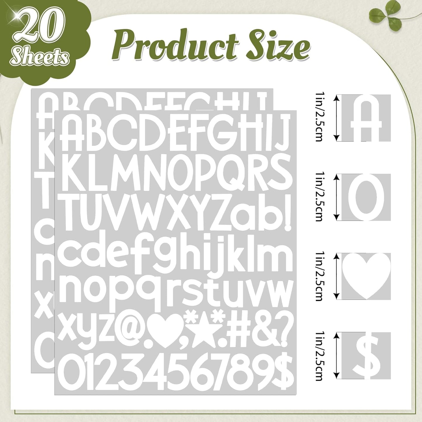 1500Pcs Letter Stickers 20Sheets Alphabet Stickers Vinyl Mailbox Numbers Self Adhesive Waterproof Small Sticker Letters for Water Bottles Sign Scrapbook Classroom Business Address Decor (White,1 Inch)