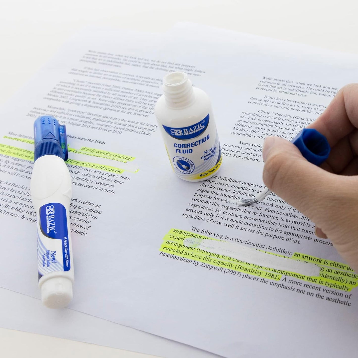 BAZIC Metal Tip Correction Pen & Correction Fluid (2/Pack) (Case of 144)