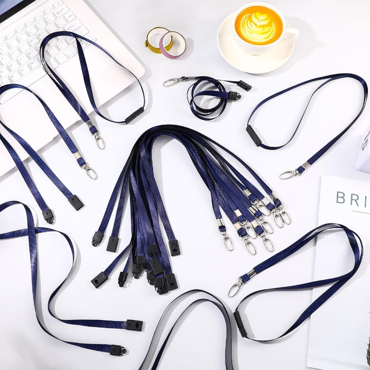 Harloon 150 Pcs Lanyards Breakaway Bulk Neck Flat Lanyard with Detachable Buckle and Clip Swivel Hooks for Badge Holder