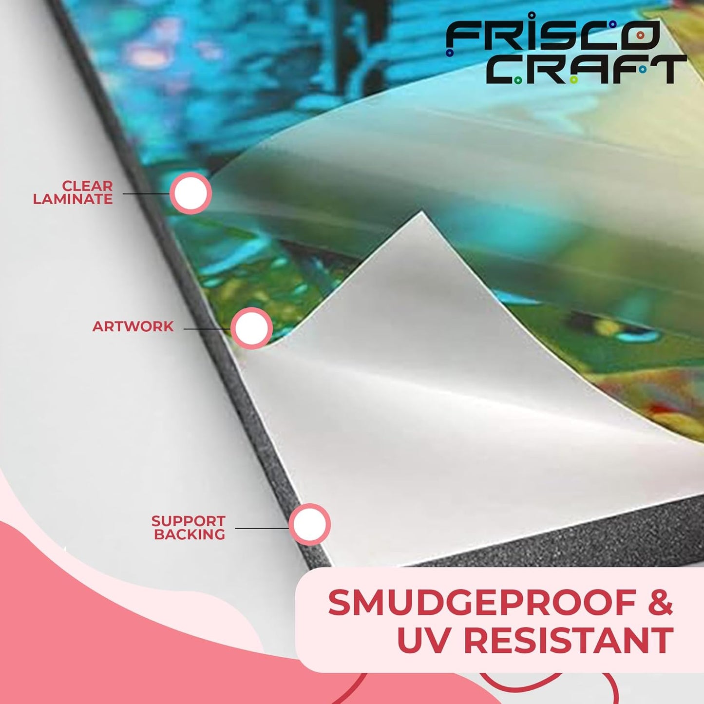 Frisco Craft Transparent Self Adhesive Laminating Roll - Self Laminating Sheets for Decals, Sticker, Photos & More - No Heat Sealing, Glossy, Clear Sheets (12" x 30 ft)