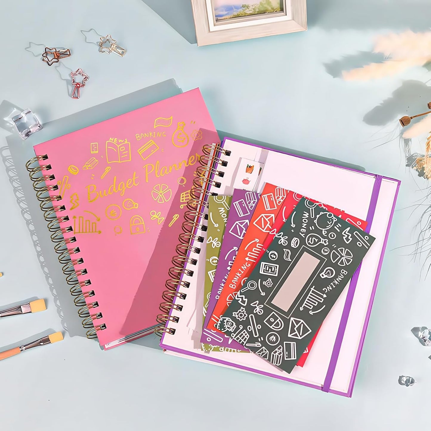 Budget Planner - B5(9.2x7'') Monthly Bill Organizer With Expense Tracker Notebook, Undated Financial Planner Budget Book To Take Control Of Your Money, Large Month Account Book With Pockets (C)