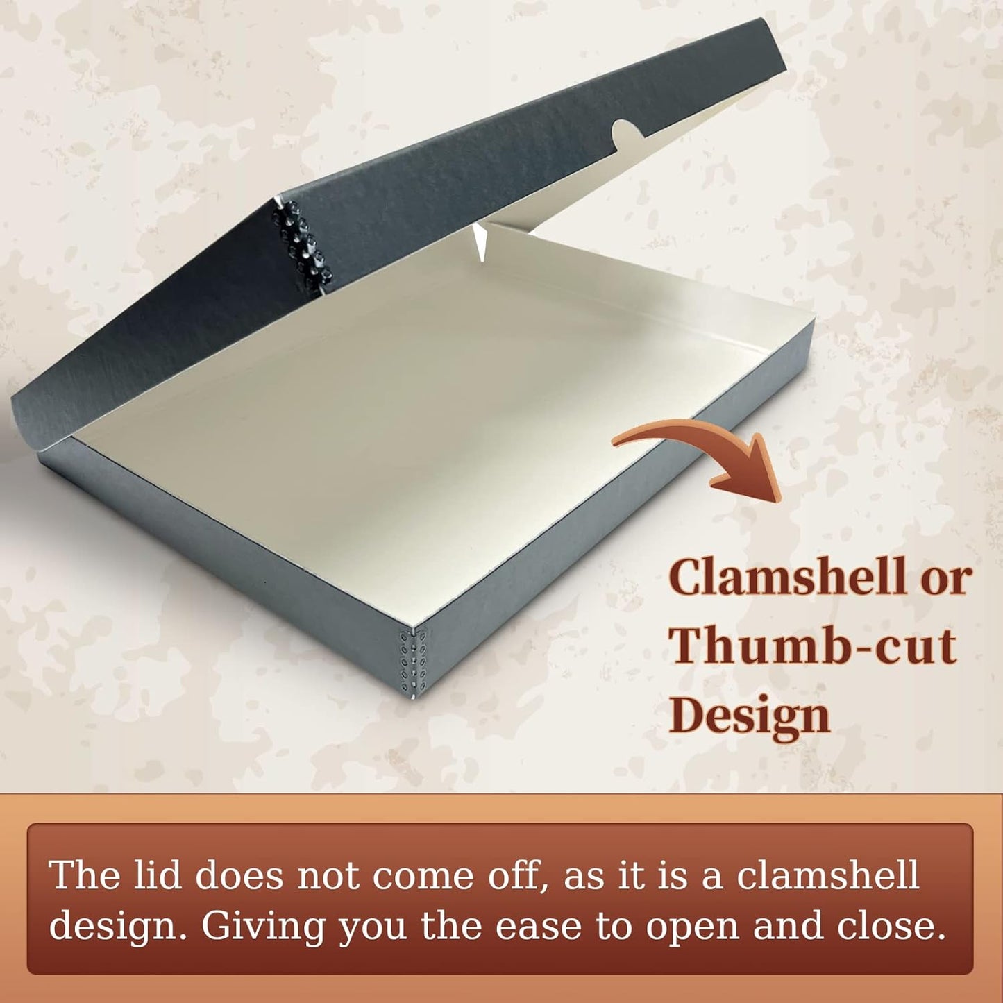 Golden State Art, Archival Folio Storage Box 16x20, Clamshell Design with Metal Edge, Preserve And Store Photos Documents Cards Prints Arts Crafts DIY, Gray