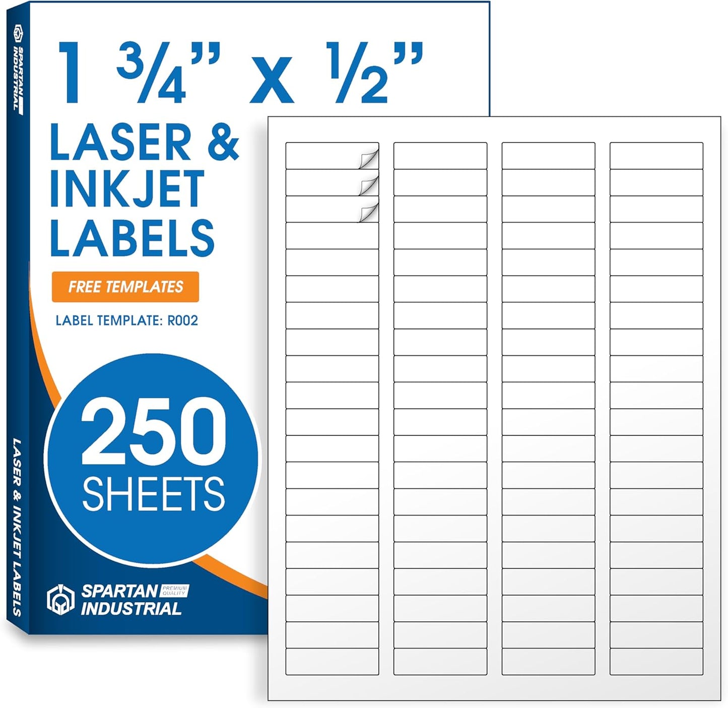 1 3/4" X 1/2" Matte White Return Address Labels Compatible with Inkjet and Laser Printers - 250 Sheets, 20000 Small Printable Stickers for Mailing, Barcodes, Organization - Spartan Industrial