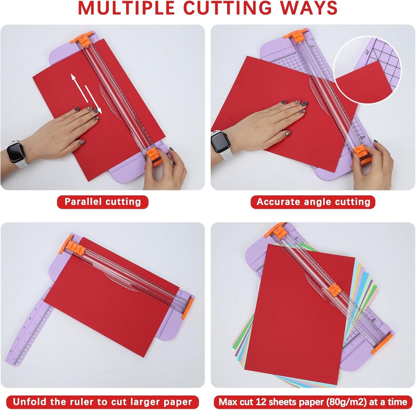 A4 Paper Cutter -12 Inch Paper Trimmer with 2pcs Replacement Blades with Safeguard Side Rulerfor Cut Gift Card,Coupon,Label, Cardstock,Photo