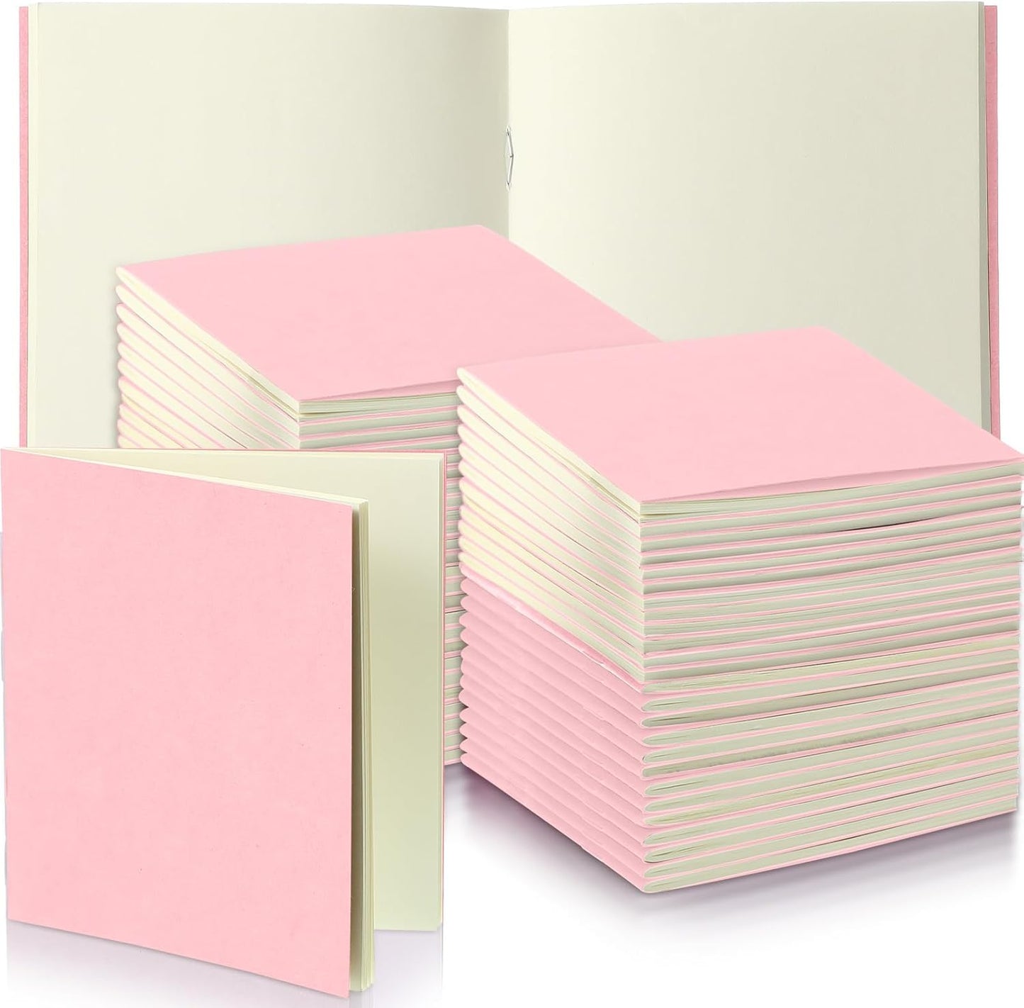 Thenshop 50 Pack Mini Pocket Kraft Notebooks Bulk 4 x 4 Inch Journal Notepads with Dot Memo Sketchbooks Writing Notepad for Party Favors Supplies (Pink,Blank Page)