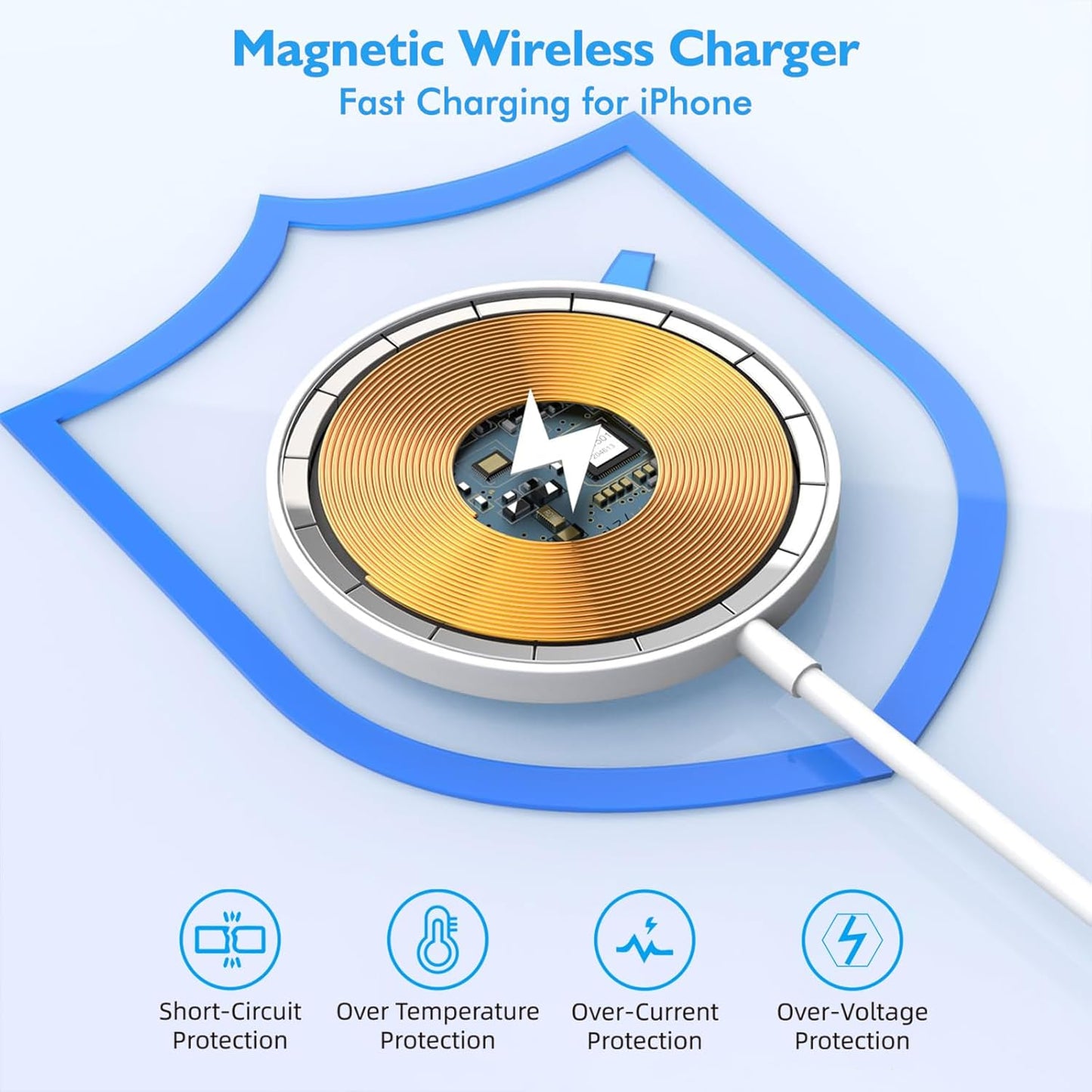 Magnetic Wireless Charger for iPhone 16 Pro Max/16 Pro/15/14/13/12/Plus/AirPods 3/2/Pro 2, 6FT Magnet Charge for Apple Mag-Safe Charger Fast Wireless Charging Pad with USB C Charging Block, 2Pack