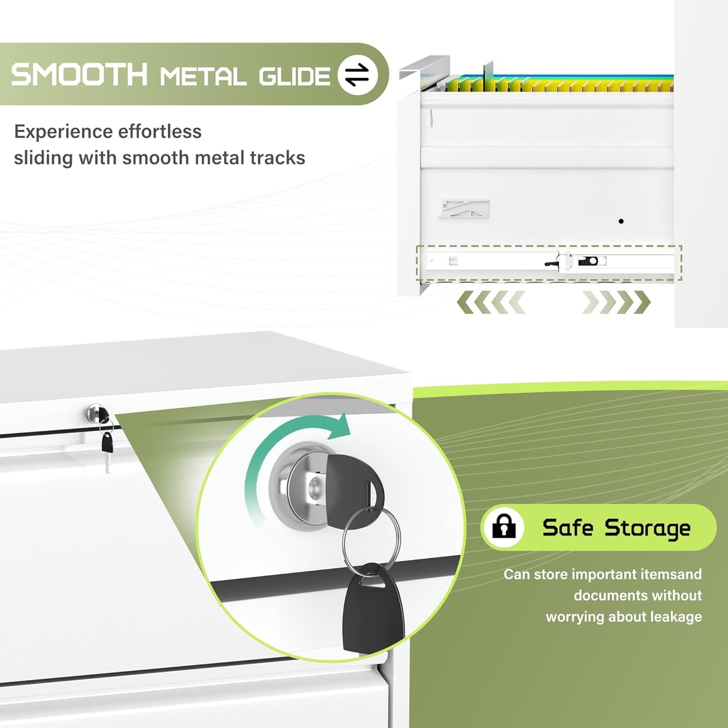 Crownland Lateral File Cabinet with 4 Drawers, 36" W Metal Lockable Office File Cabinets for Home Office- Stores Letter/Legal/A4/F4 Files(White)