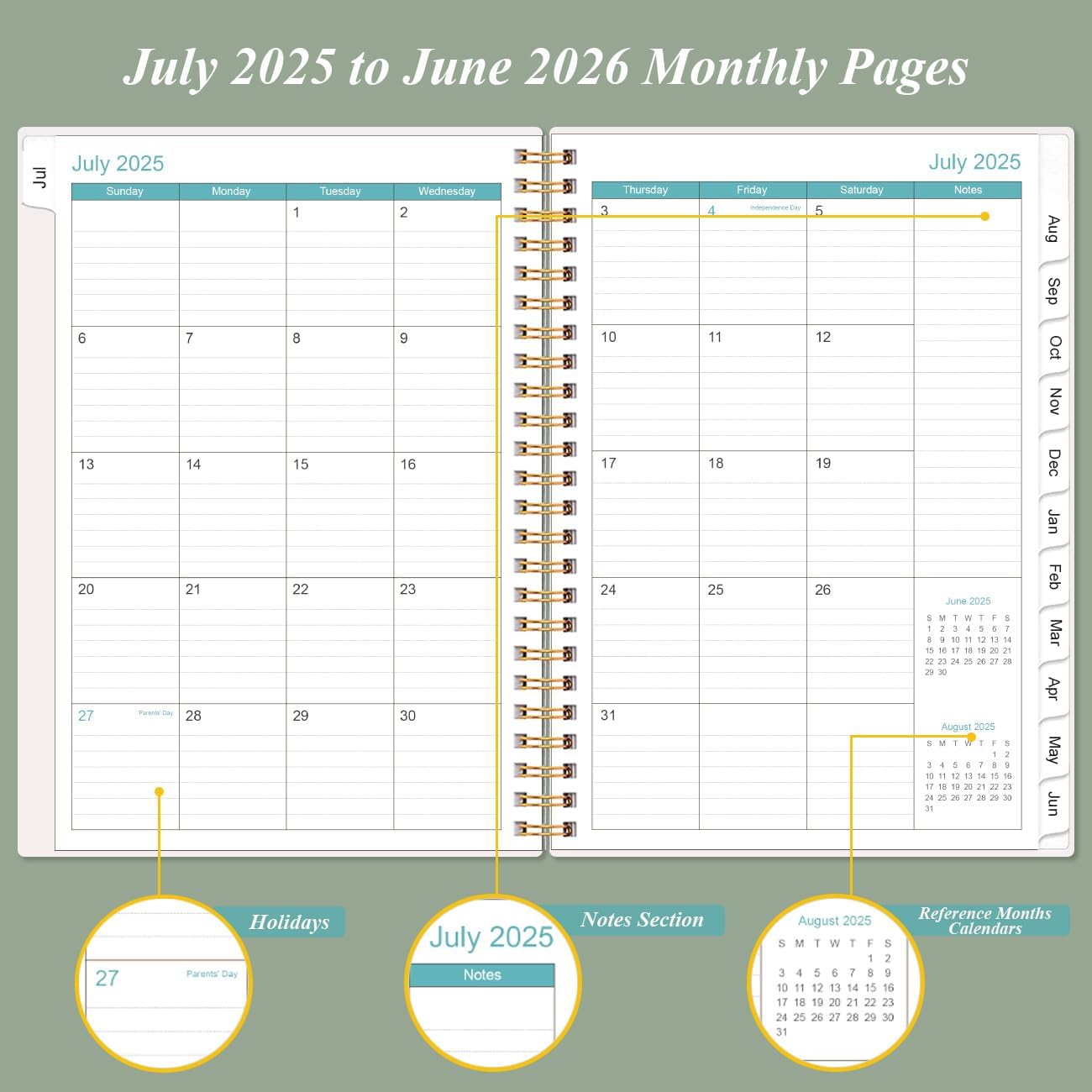 2025-2026 Appointment Book & Planner - Hourly Planner from July 2025 - June 2026, Weekly Appointment Book 2025-2026 with 30-Minute Interval, 6.4" x 8.5", Teal
