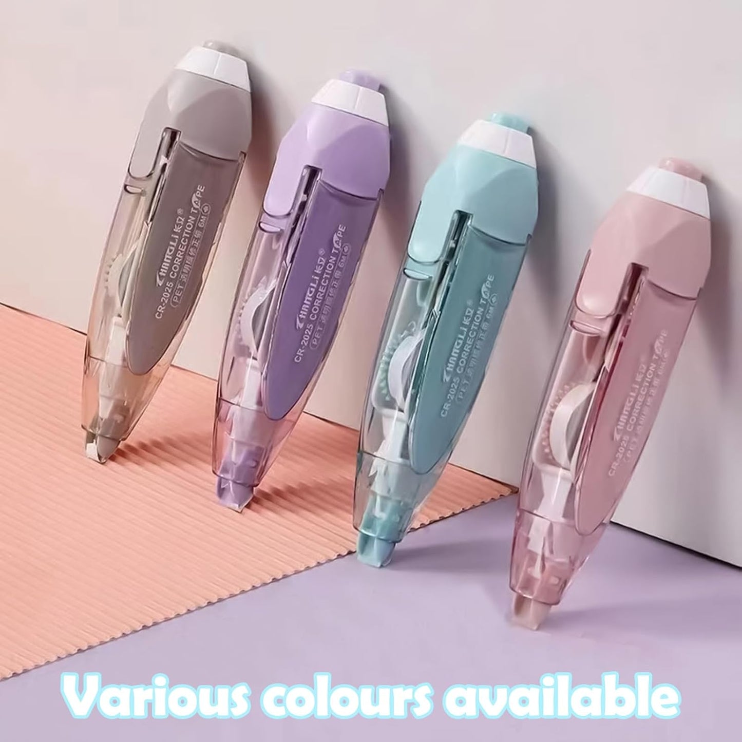 4 Pcs Refillable Retractable Correction Tape, Correction Tape Pen Easy to Use, Pen Shaped Applicator for Corrections Office School Supplies (4 Colors)