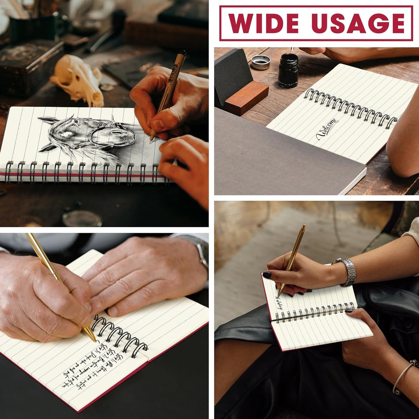 Jutom 18 Pcs Small Spiral Notebooks Memo Pads 3x5 Bulk Small Pocket Notebooks Mini Notepads with Lined Pages Mini Journals for Office Back to School Work Writing Supplies, 120 Pages (Red)