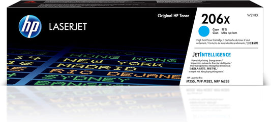 HP 206X Cyan High-yield Toner Cartridge | Works with HP Color LaserJet Pro M255, HP Color LaserJet Pro MFP M282, M283 Series | W2111X