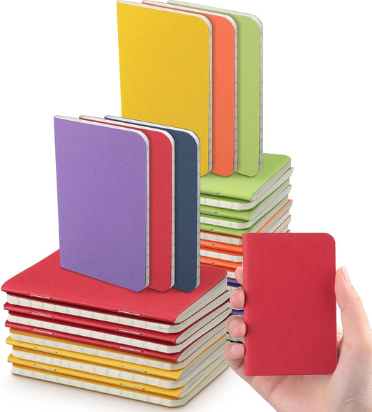 Lincia Bulk Pocket Notebook 2.5" x 4" Mini Notebooks First Day of School Small Wallet Notebooks Tiny Colored Purse Journals Lined Notepad for Kids Student Back to School Supplies(Bright Color,60 Pcs)