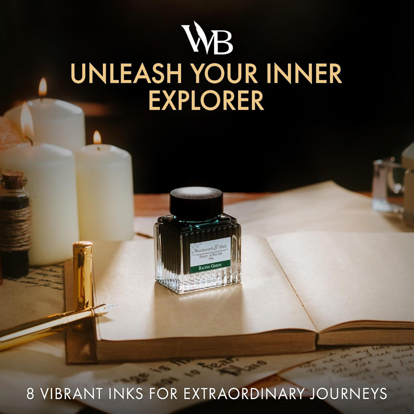 Wordsworth and Black Fountain Pen Ink Bottle (30 ml) Premium Luxury Edition, [Racing Green] Fountain Pens Bottled Ink; Classic Designed Bottle Smooth Flow 30 ml