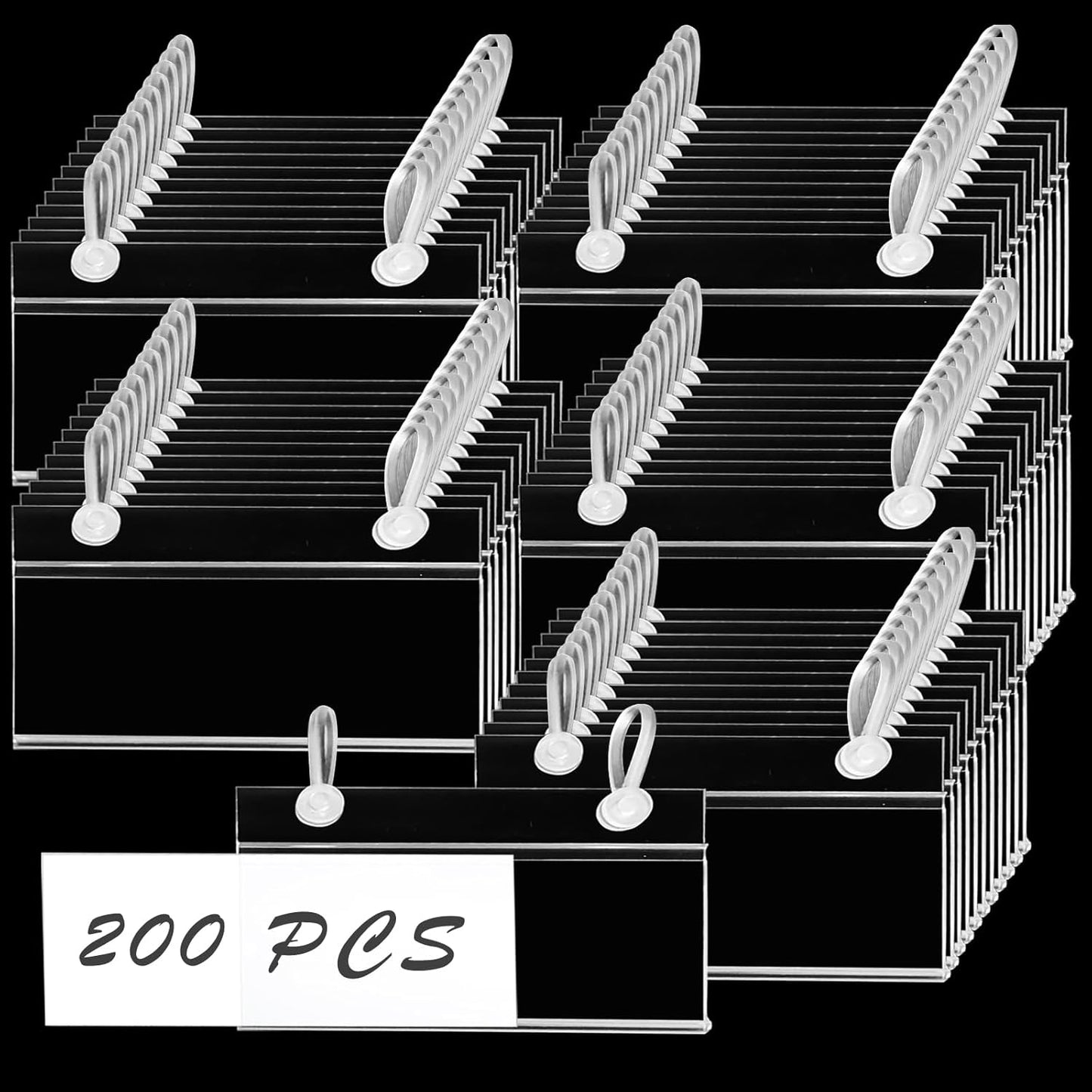 200 Pieces Wire Shelf Label Holders,4" x 2.3" Clear Price Tag Holder for Wire Plastic Shelving with Double Snap Lock Closure,Reusable Basket Label Holders for Retail Market and Home
