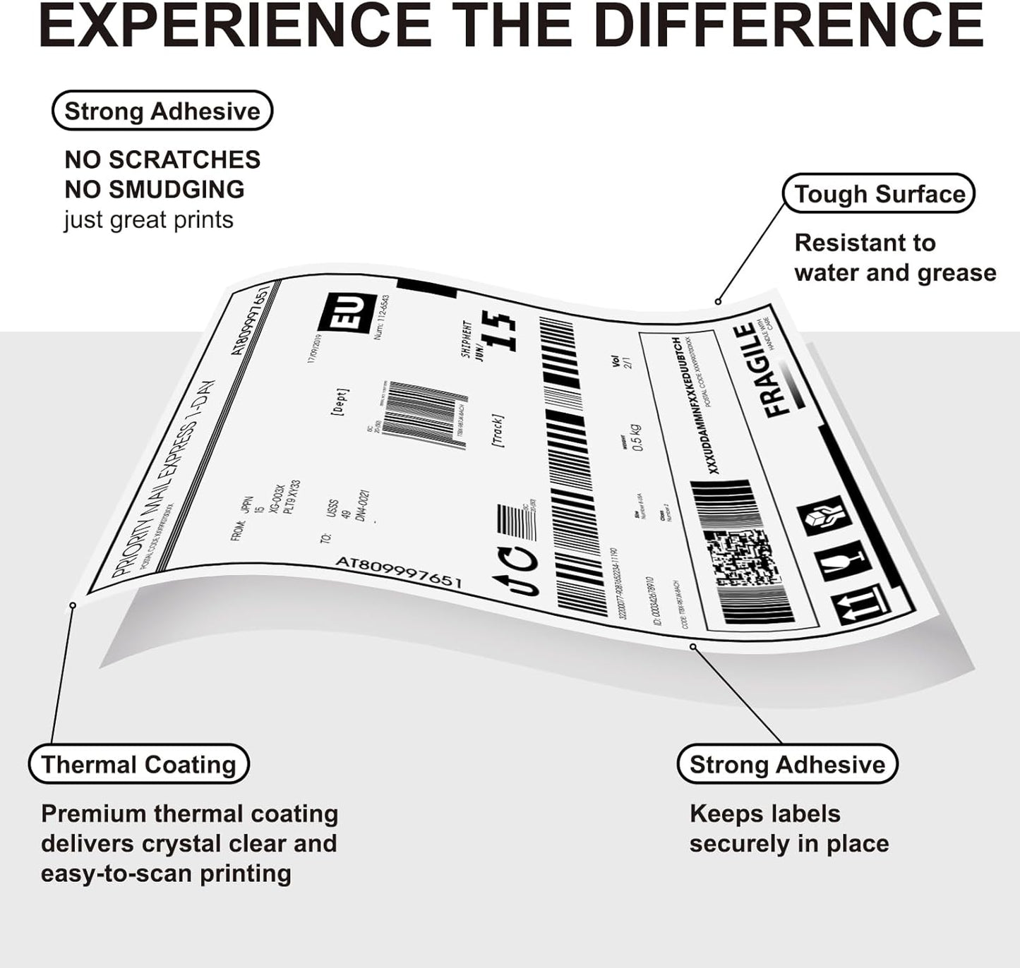 Hehua 10-Roll 1744907 with RFID Chip, 4 x 6 Direct Thermal Printer Shipping Labels, Compatible with DYMO LabelWriter 5XL 4XL LW Extra-Large Internet Postage Labels, 4" x 6" Size, Total 2200 Quantity