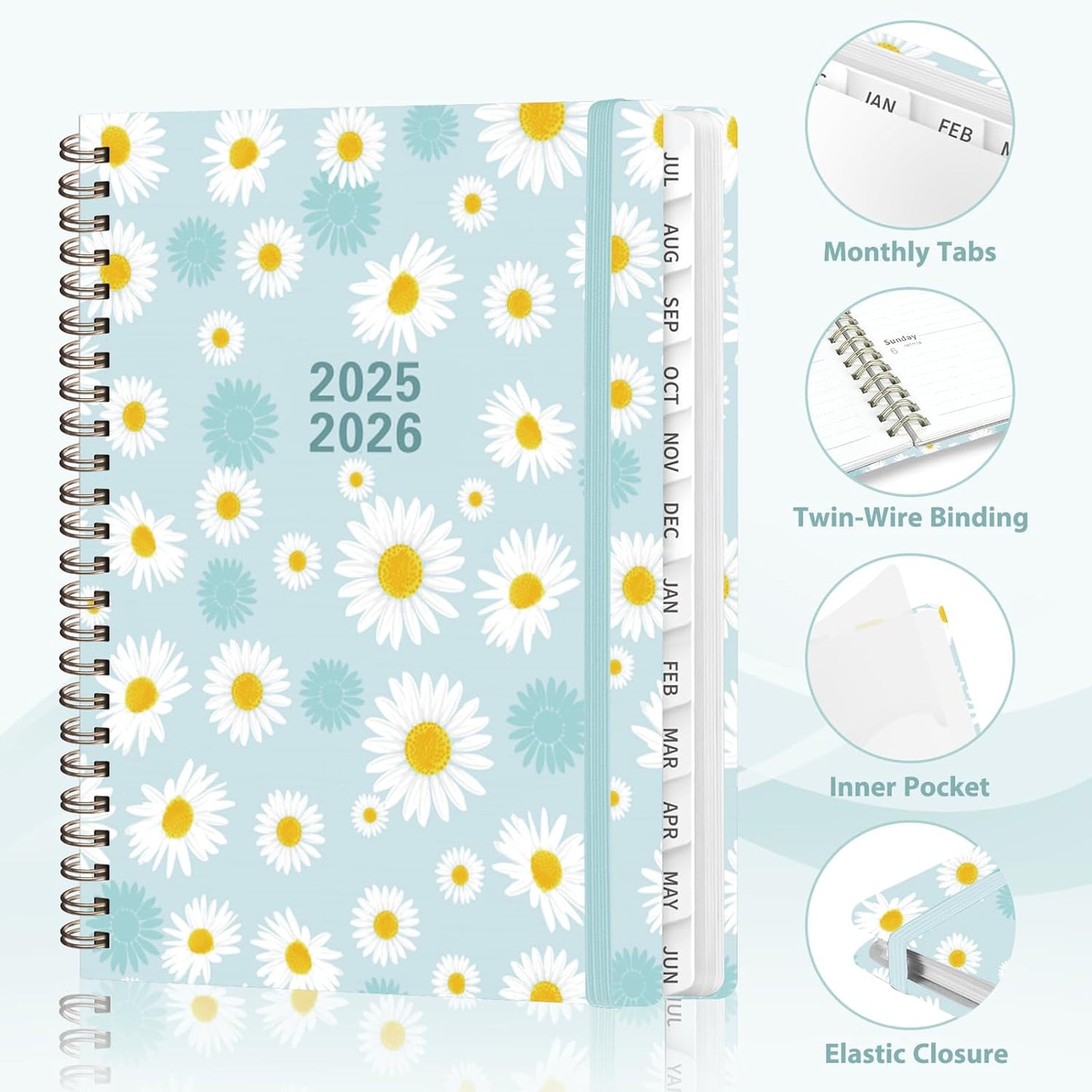 Planner 2025-2026, Weekly and Monthly Calendar Academic Planner (July 2025 - June 2026), Hardcover Teacher School Student Agenda with Tabs, Ideal for School Office Supplies, A5 (6.3" x 8.5")