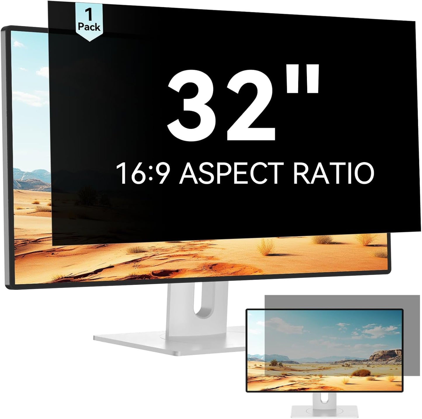 32 Inch Computer Privacy Screen Filter for 16:9 Aspect Ratio Widescreen Monitor - Anti Glare Blue Light Filter, Removable Computer Monitor Privacy Shield, Anti-Scratch Screen Protector Film 32 in