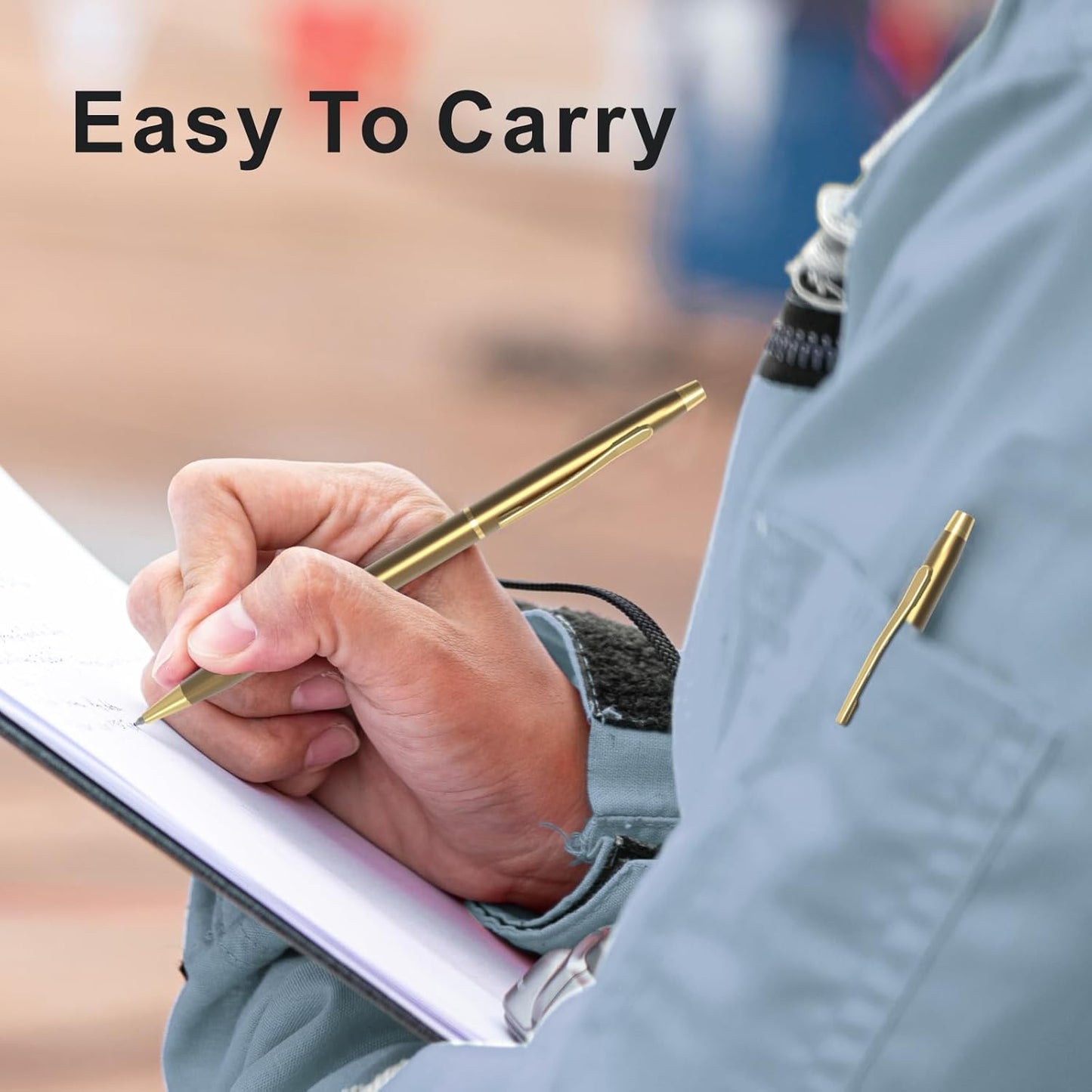 Cambond Ballpoint Pens Fancy Pens - Black Ink Bulk Pens 1.0 mm Medium Point Retractable Metal Pen Comfortable Writing for Men Women Police Uniform Office Business, 10 Pack (Champagne Gold)