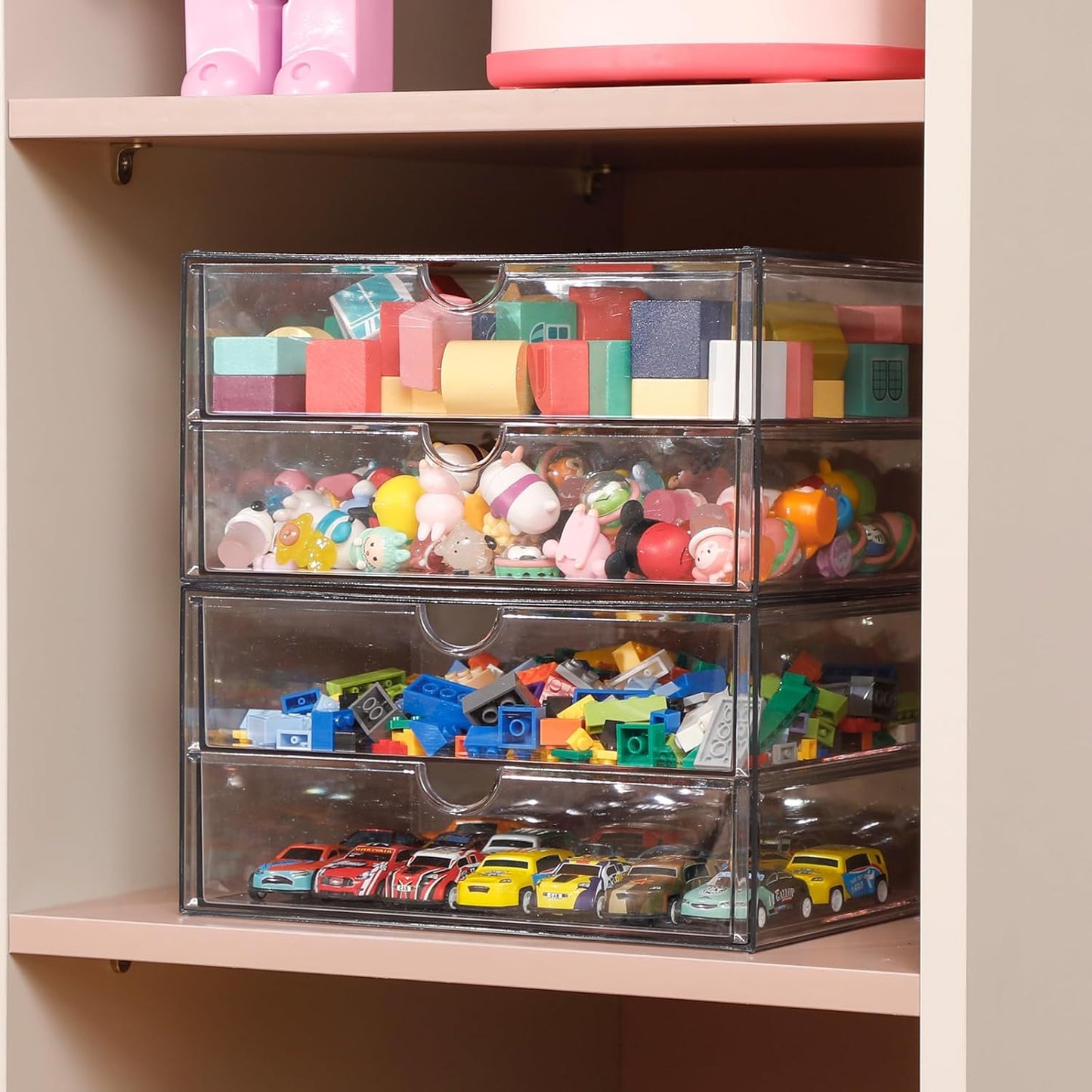 Stackable Storage Drawers, Plastic Storage Bins for Home Office, Bathroom, Kitchen, Pantry, Clear Desk Organizer for Accessories, Marker, Pencils, Books, Art Crafts, Makeup (6 Drawers)