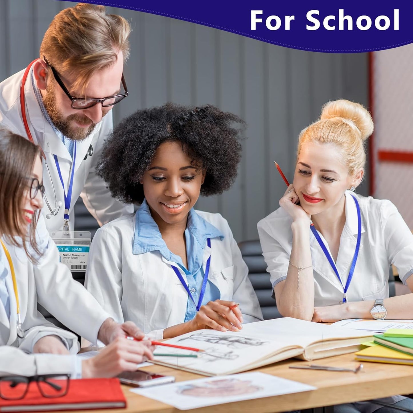 Harloon 150 Pcs Lanyards Breakaway Bulk Neck Flat Lanyard with Detachable Buckle and Clip Swivel Hooks for Badge Holder