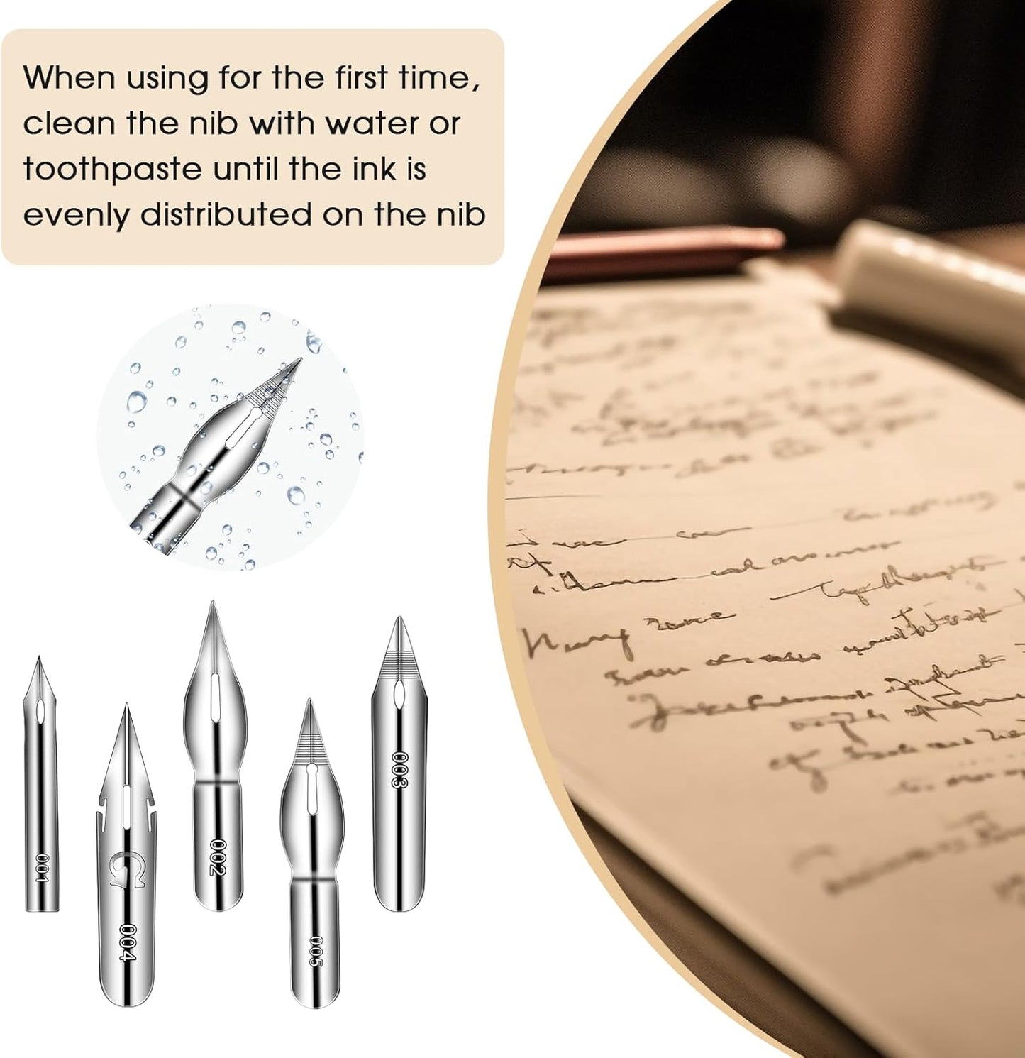 11PCS Comic Pen Nibs Set, Oblique Calligraphy Nibs for Dip Pens Drawing, Wooden Fluid Writer Pen Holder with 10 Pieces Stainless Steel Pen Replacement Nibs for Writing, Painting, Signing, Sketch