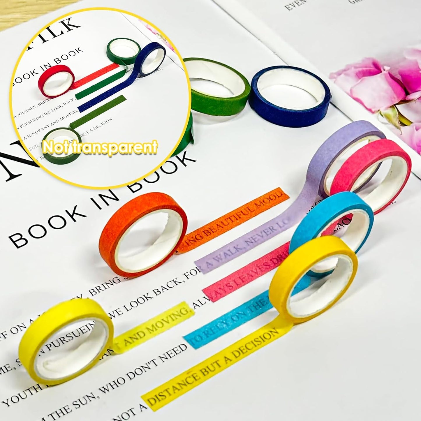 10 Rolls of Color Transparent Tapes,Color Marking Sticker Removable Tags Rainbow Color Handbook Labels,16 Feet Per Roll for Student Teacher Reading,Class Notes,Office Study Supplies